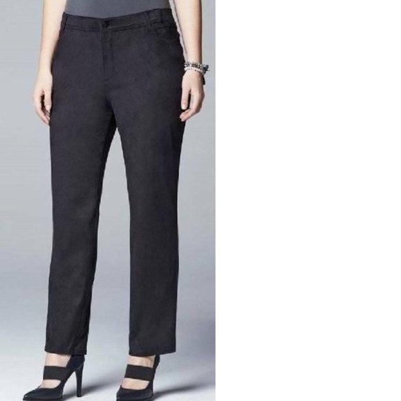 Womens Suede Pants Black 18W Short Straight Midrise Plus 4 Pkt Simply Vera Wang - Picture 1 of 7